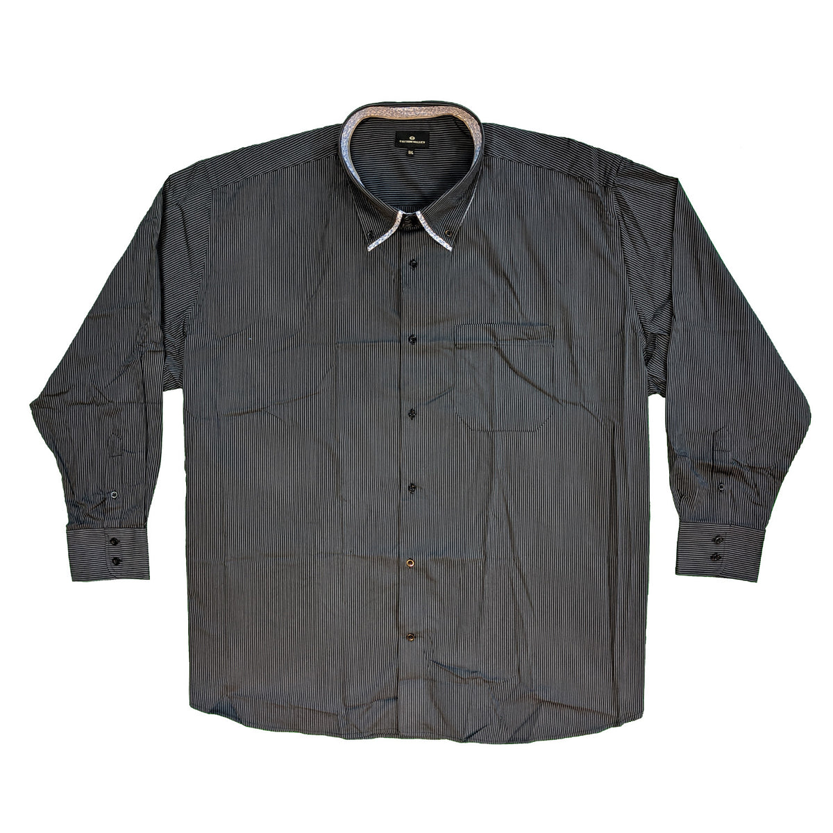 Cotton Valley L/S Stripe Shirt - 15545 - Charcoal
