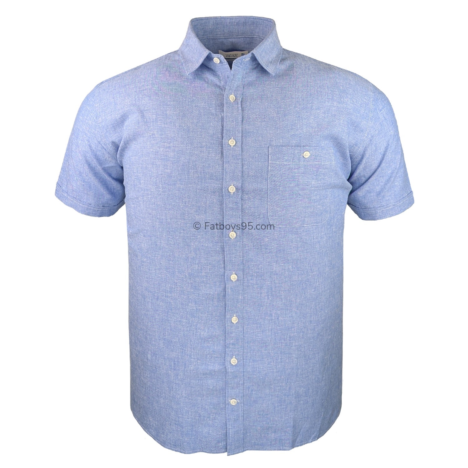 Double Two Linen S/S Shirt - DTLS1202 - Mid Blue