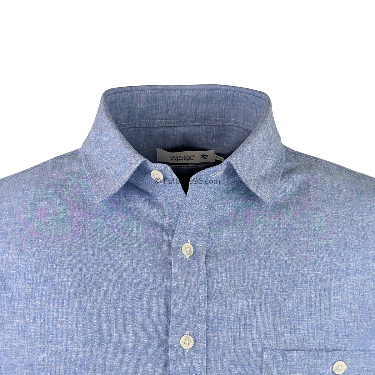 Double Two Linen S/S Shirt - DTLS1202 - Mid Blue