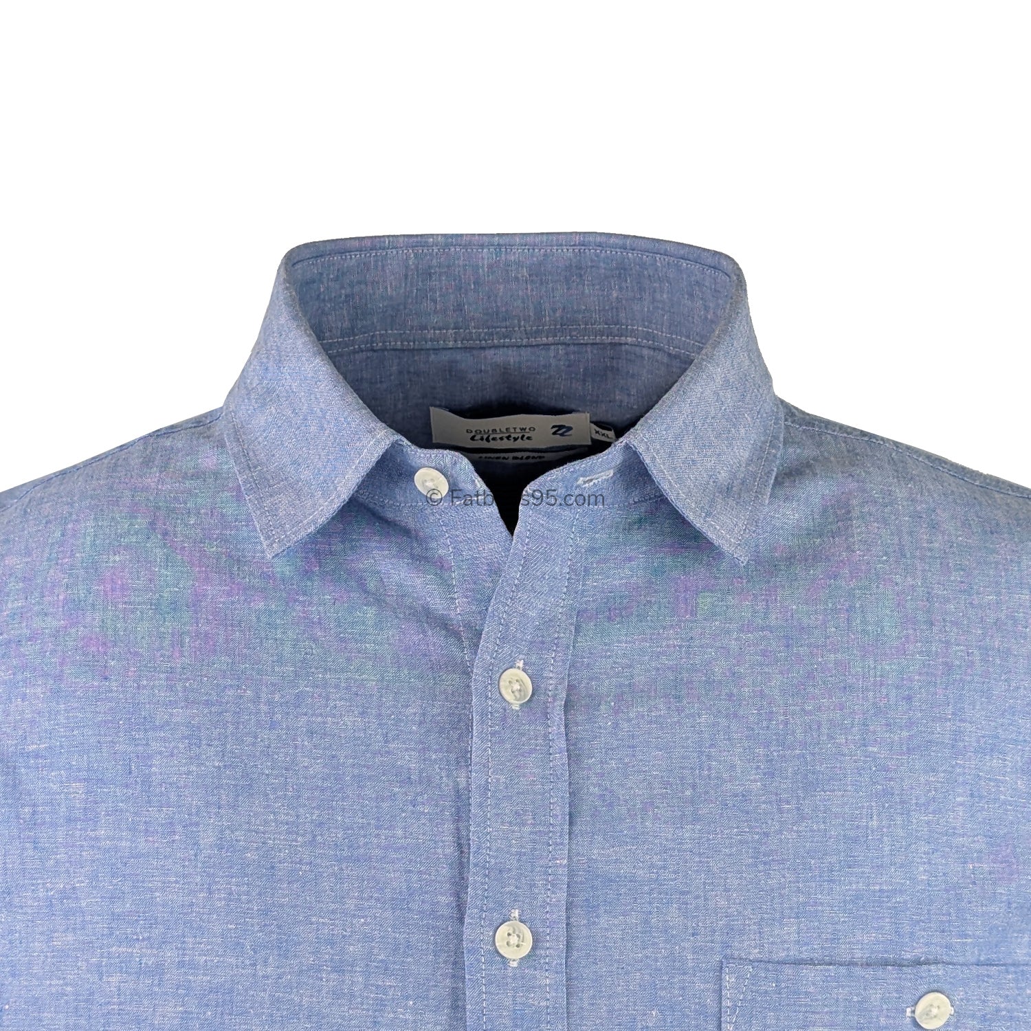 Double Two Linen S/S Shirt - DTLS1202 - Mid Blue