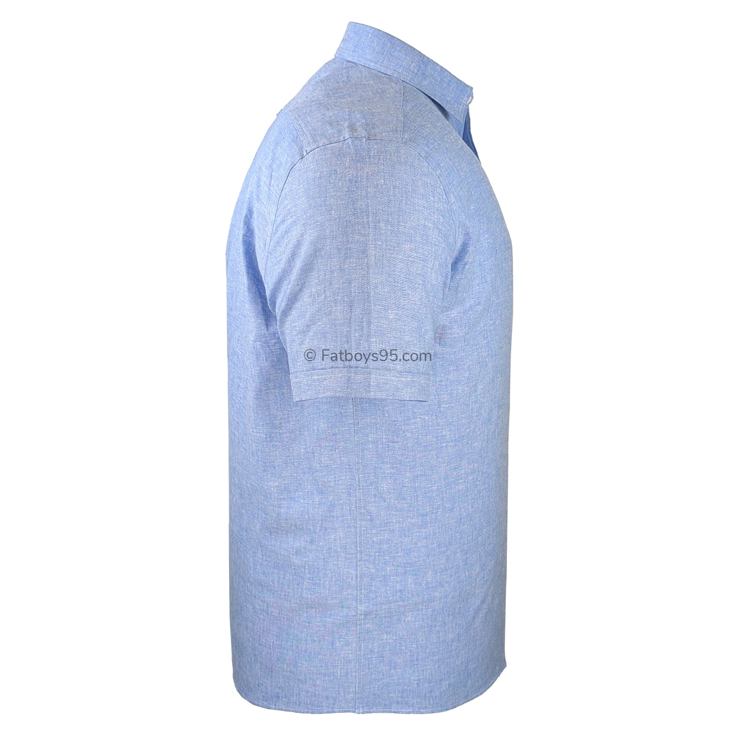 Double Two Linen S/S Shirt - DTLS1202 - Mid Blue