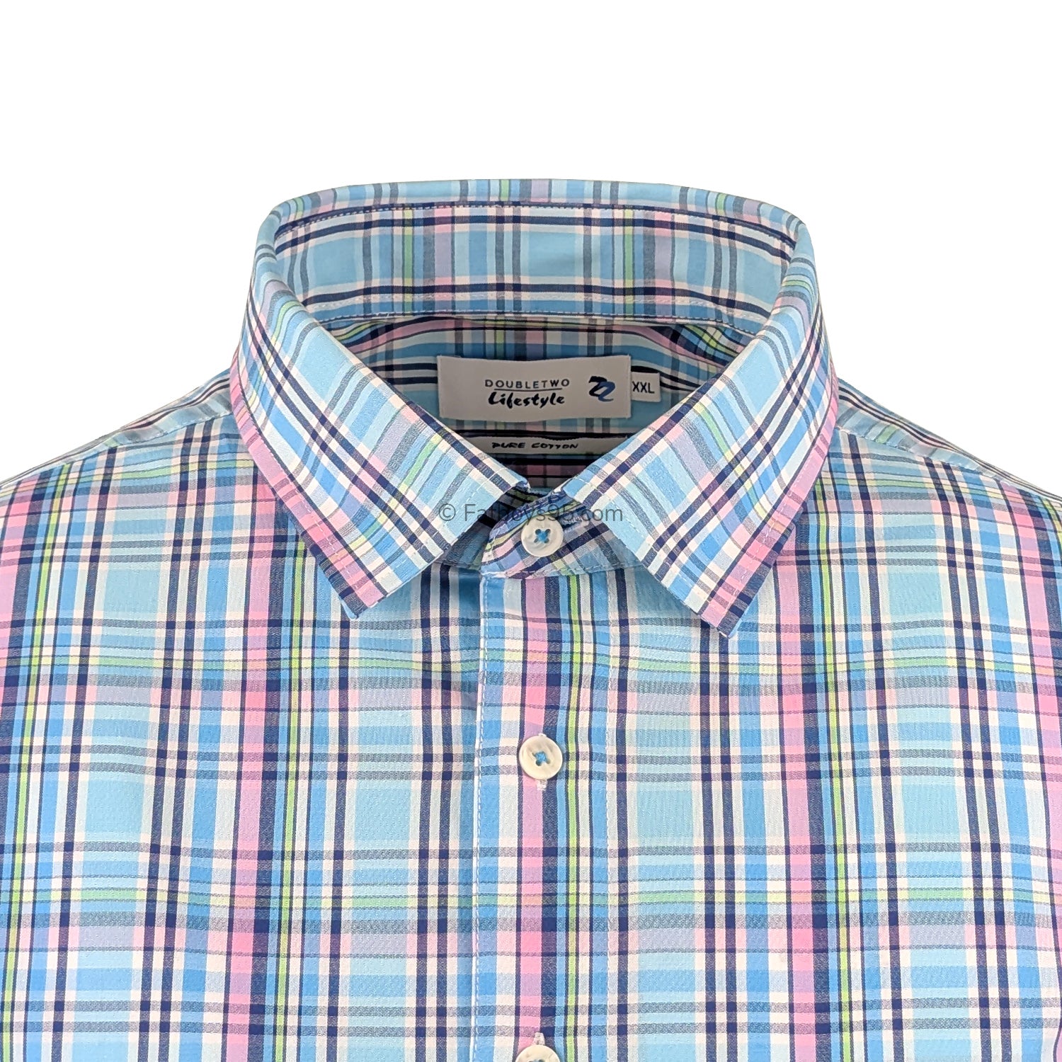 Double Two Check S/S Shirt - DTLS1260 - Aqua 2