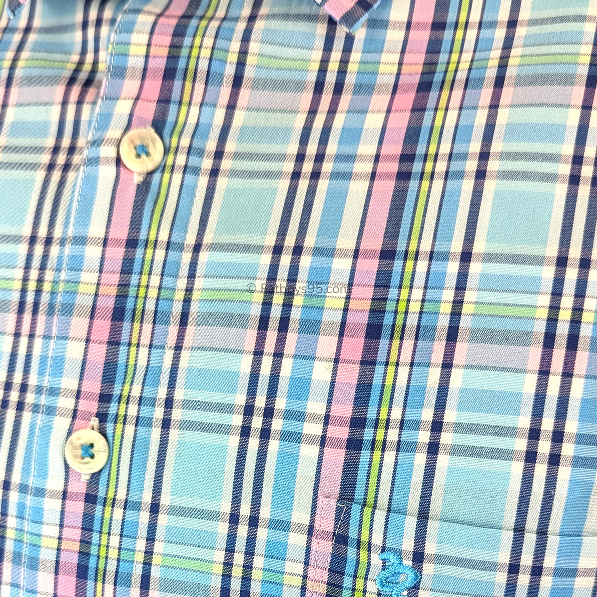 Double Two Check S/S Shirt - DTLS1260 - Aqua 3