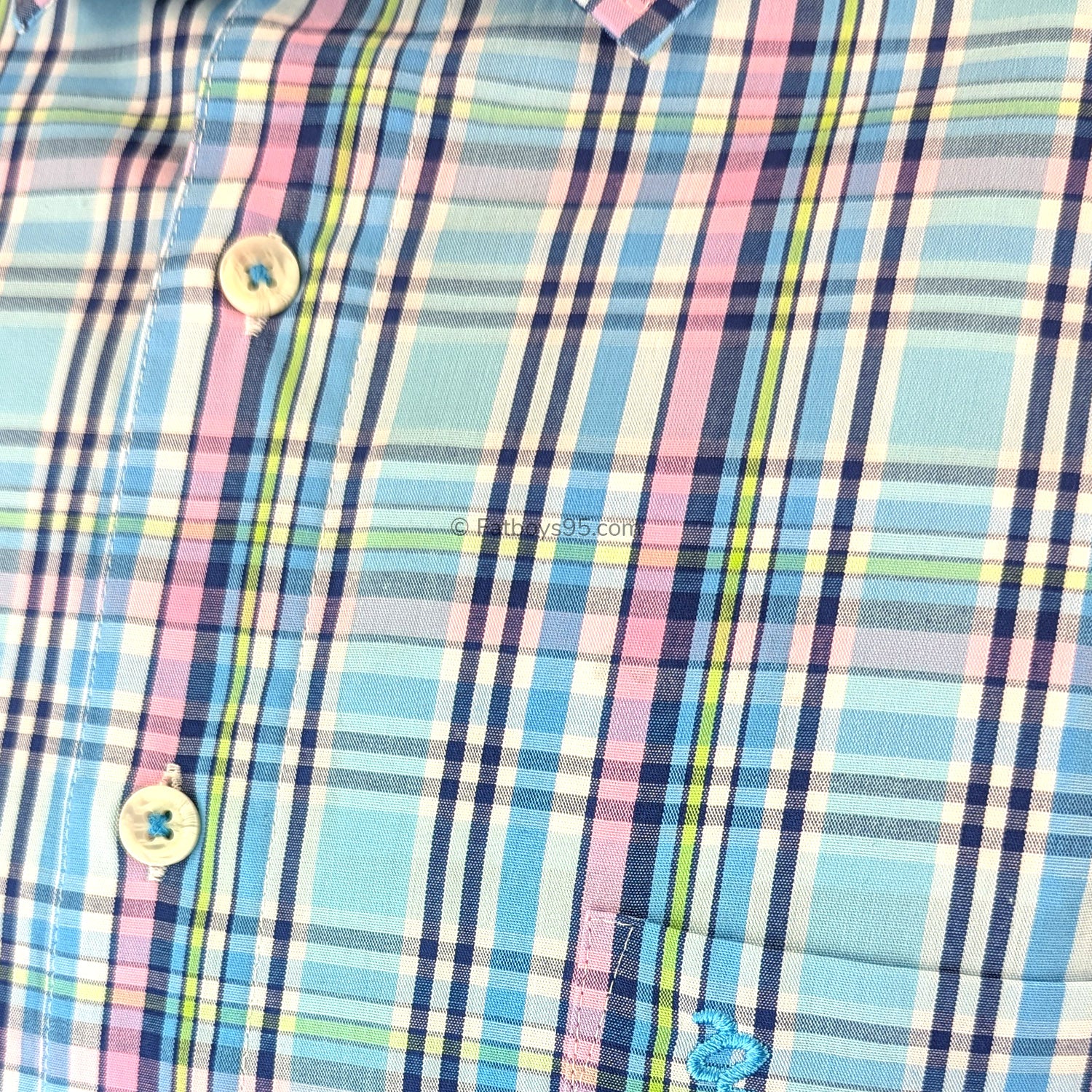 Double Two Check S/S Shirt - DTLS1260 - Aqua 3
