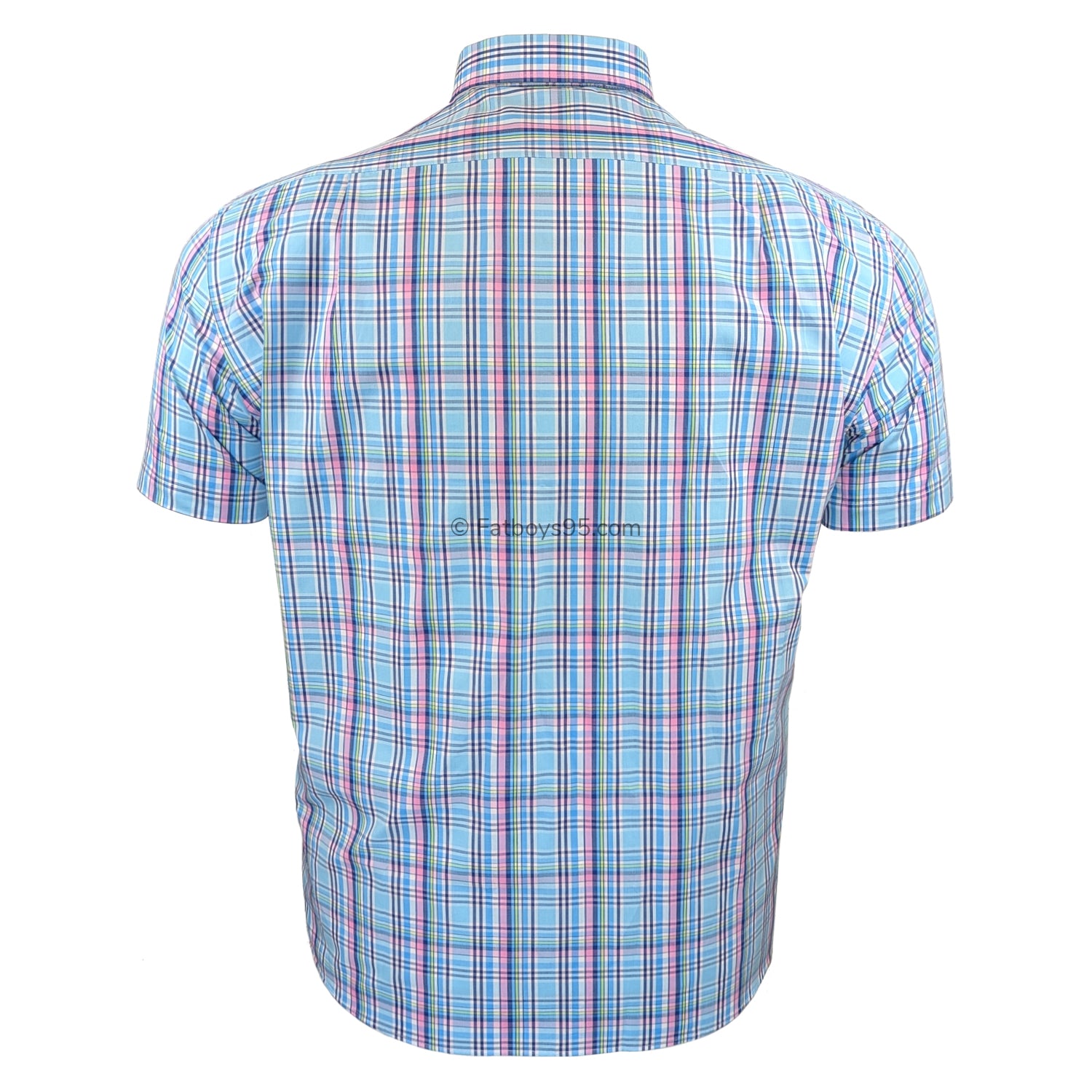 Double Two Check S/S Shirt - DTLS1260 - Aqua 4
