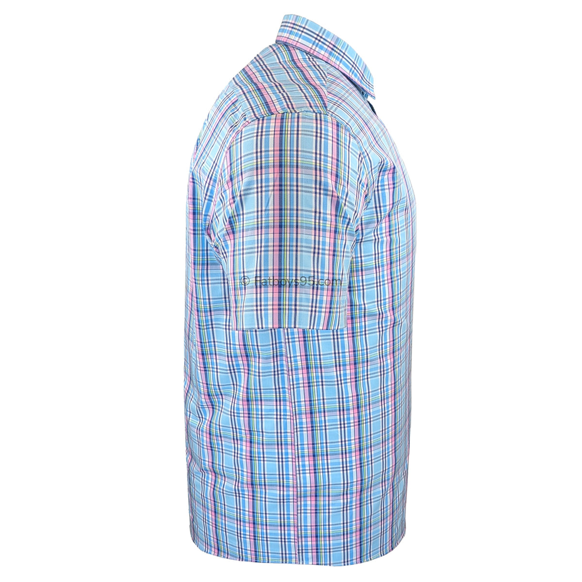 Double Two Check S/S Shirt - DTLS1260 - Aqua 6
