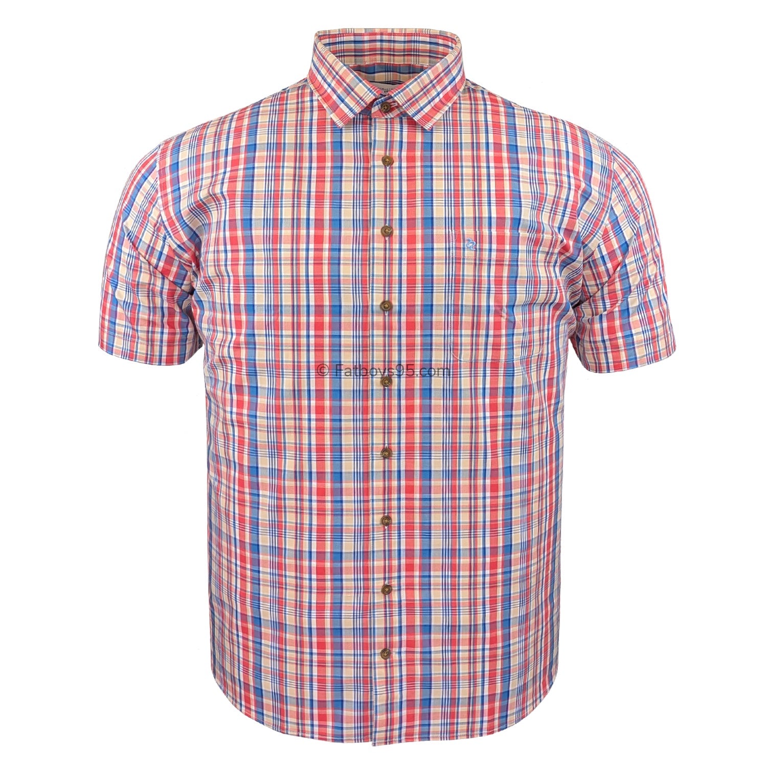 Double Two Check S/S Shirt - DTLS1261 - Red 1