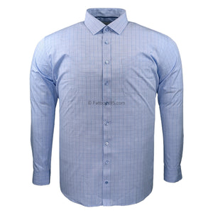 Double Two Prince of Wales Check L/S Shirt - GS4235 - Blue 1