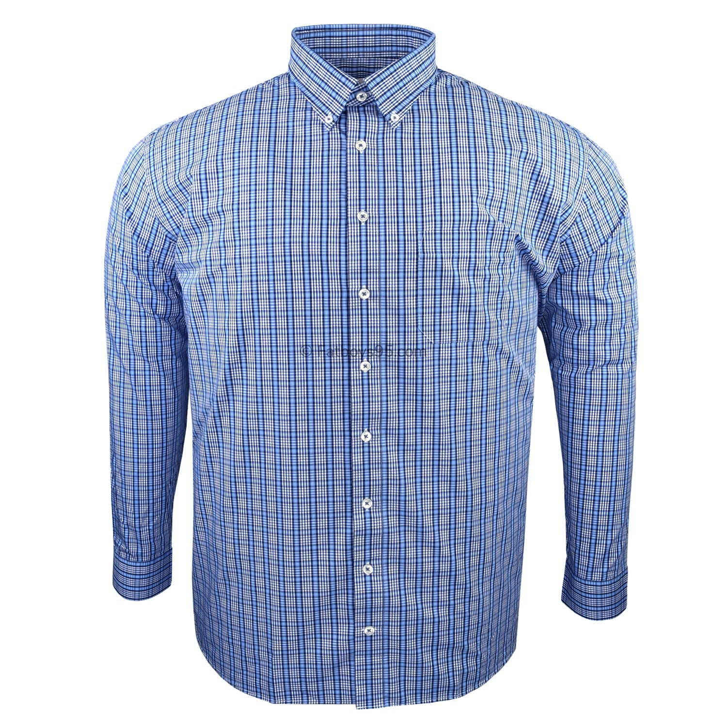 Double Two Bamboo Check L/S Shirt - GS4290 - Blue 1