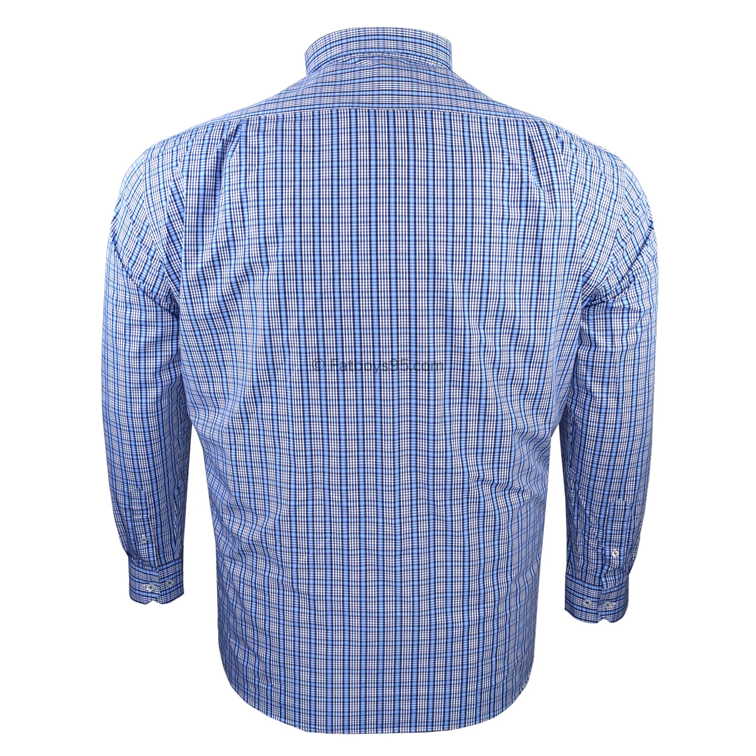 Double Two Bamboo Check L/S Shirt - GS4290 - Blue 4