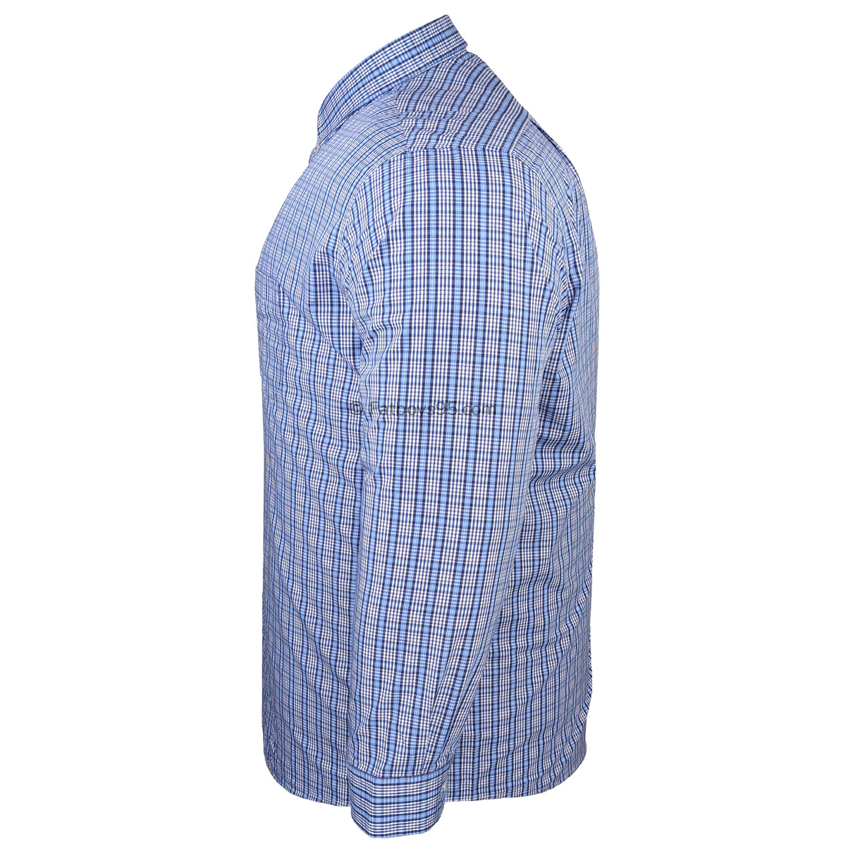 Double Two Bamboo Check L/S Shirt - GS4290 - Blue 5