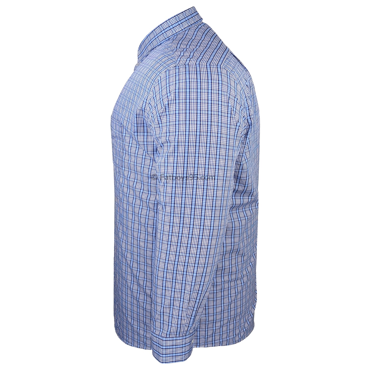 Double Two Bamboo Check L/S Shirt - GS4290 - Blue 5