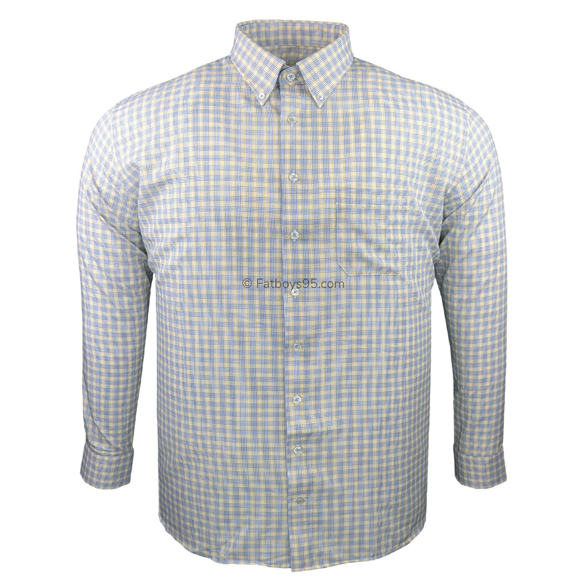 Double Two Bamboo Check L/S Shirt - GS4292 - Yellow / Blue 1