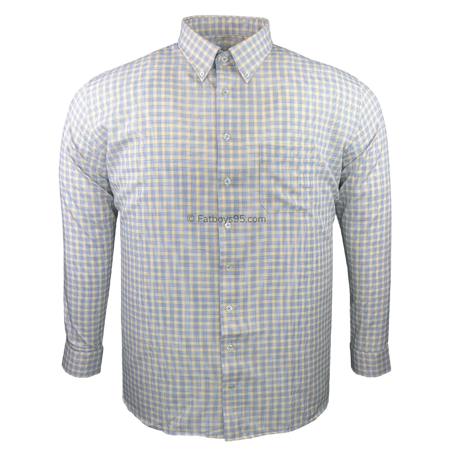 Double Two Bamboo Check L/S Shirt - GS4292 - Yellow / Blue 1