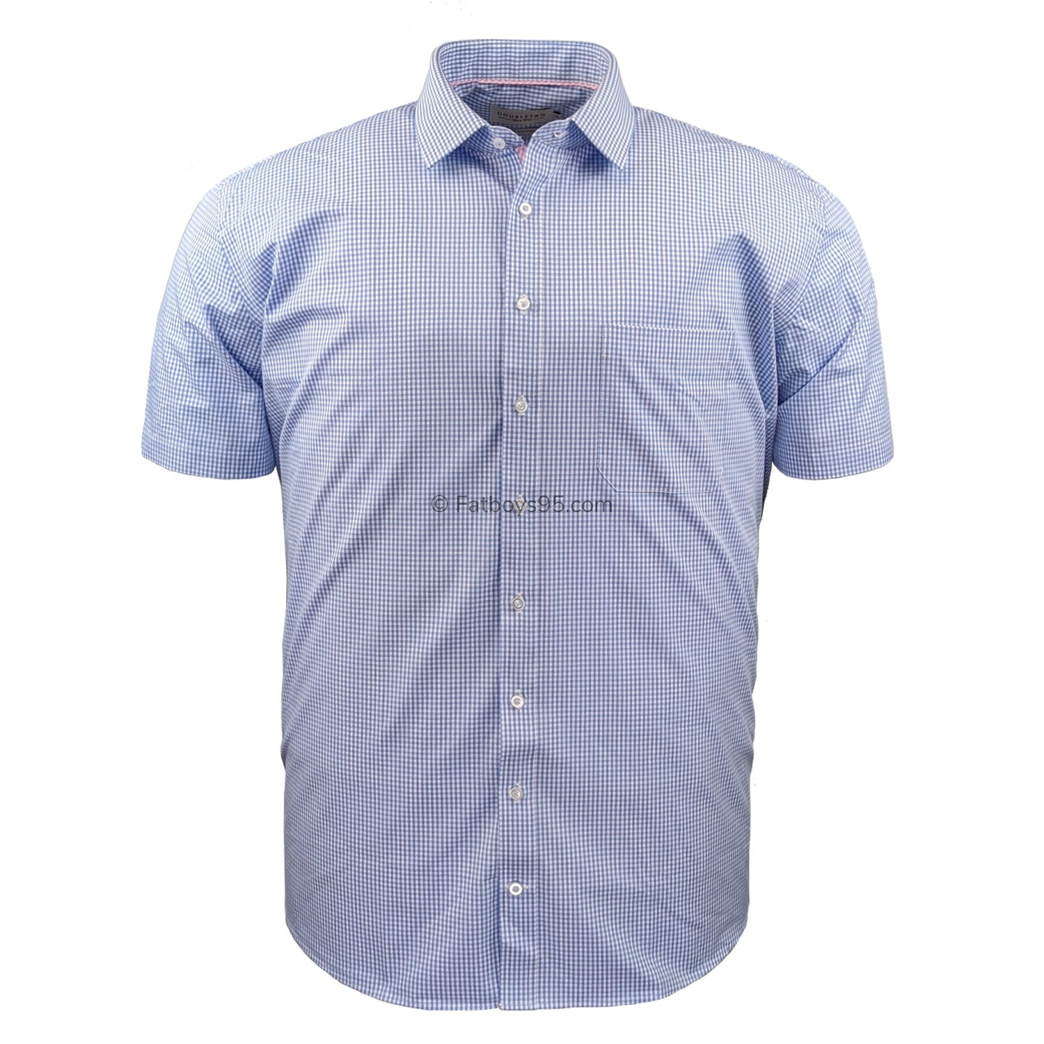 Double Two Gingham Check S/S Shirt - GSH4233 - Blue 1