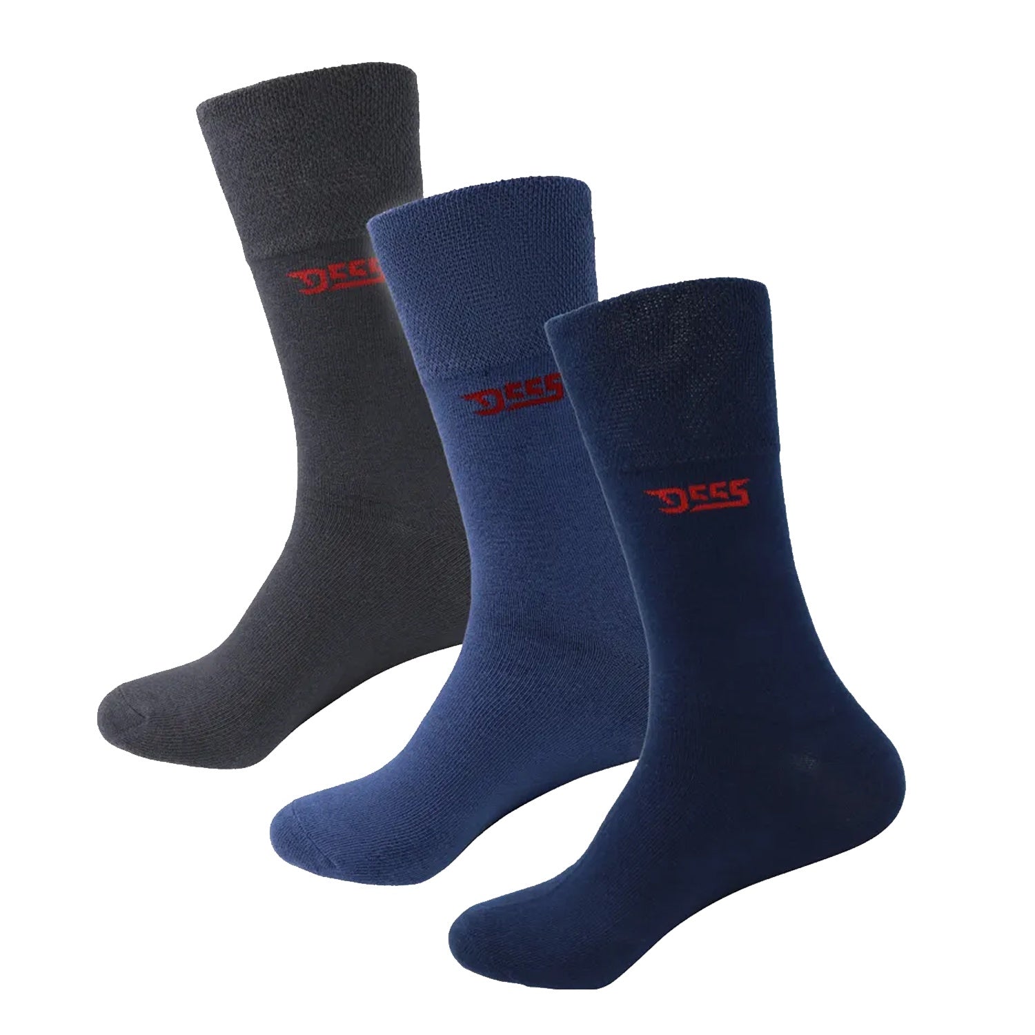 D555 3 Pack Extra Wide Comfort Fit Socks - Harold 2 (931900) - Navy, Denim, Charcoal 1