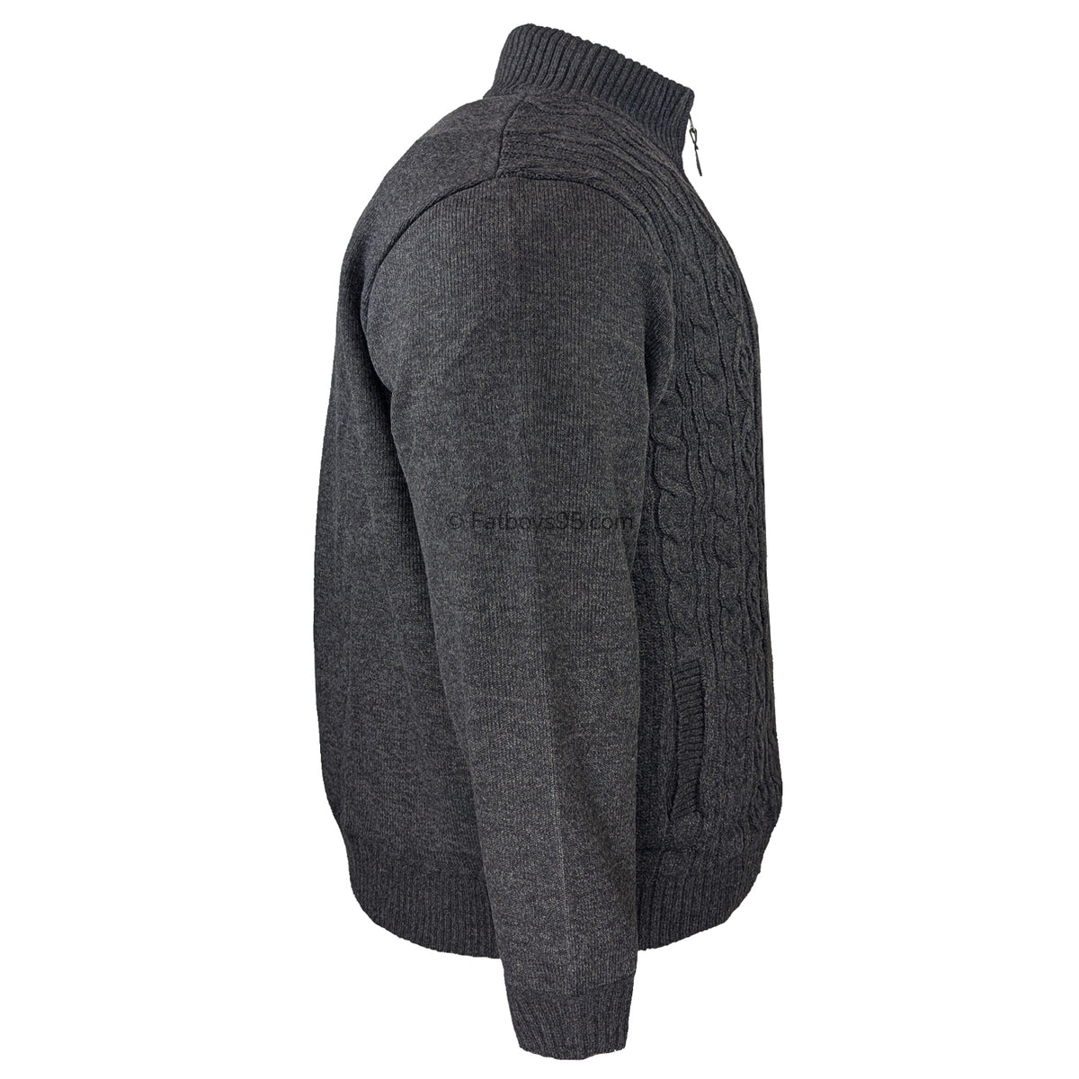 D555 Cable Knit Full Zip Sweater - Eamon (802002) - Charcoal Marl 5