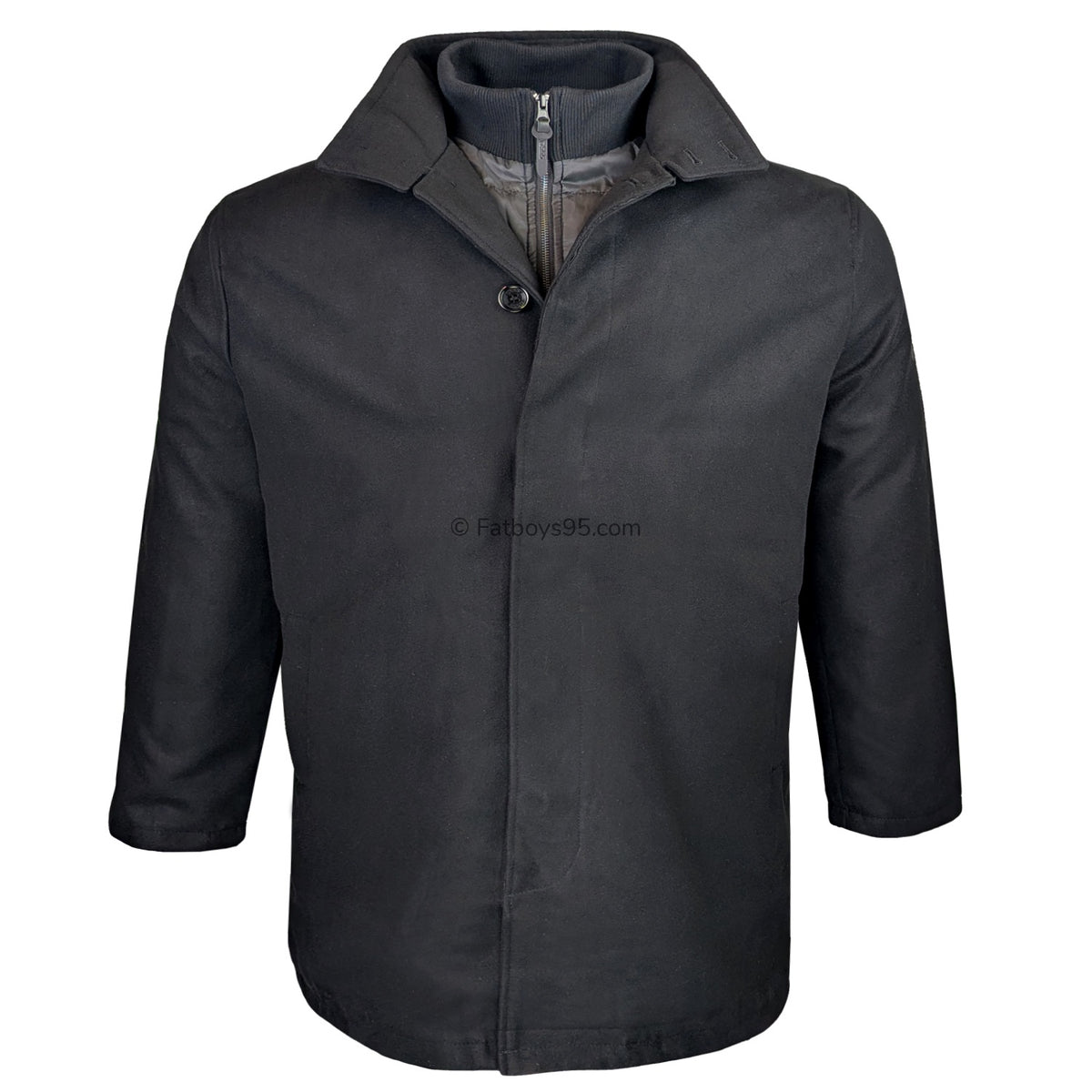 D555 Melton Overcoat - Elton (302006) - Black 1