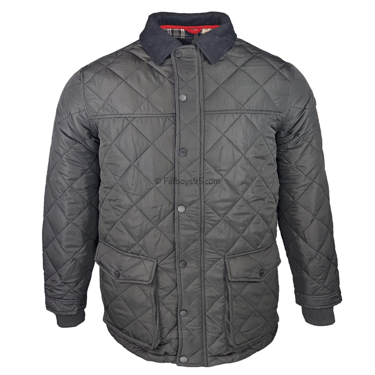 D555 Quilted Jacket with Corduroy Collar - Harborough (301805) - Black 1