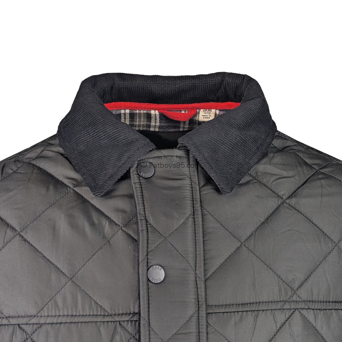 D555 Quilted Jacket with Corduroy Collar - Harborough (301805) - Black 2
