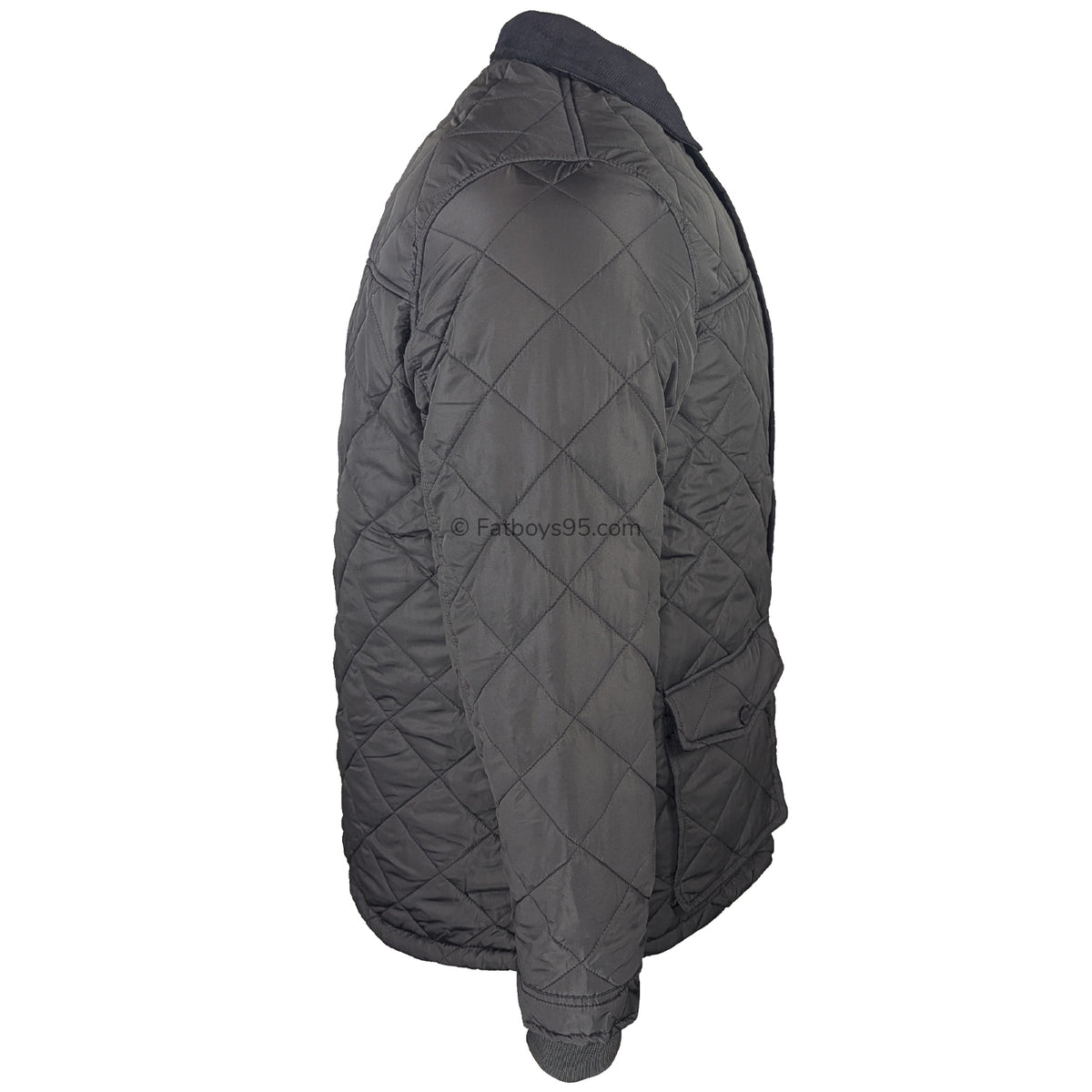 D555 Quilted Jacket with Corduroy Collar - Harborough (301805) - Black 5