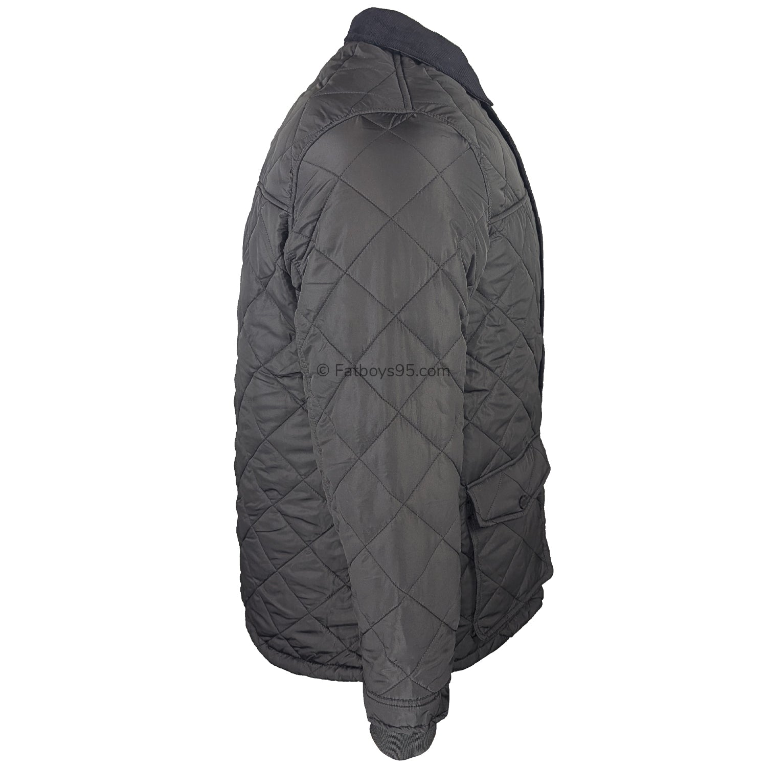 D555 Quilted Jacket with Corduroy Collar - Harborough (301805) - Black 5