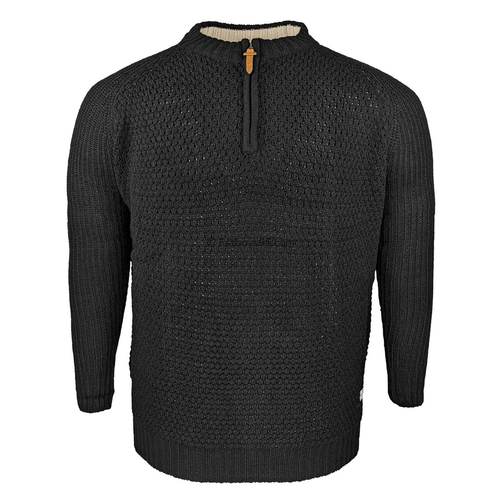 Big Men's D555 Knitted Quarter Zip Jumper KS18106 - Black | 2XL to