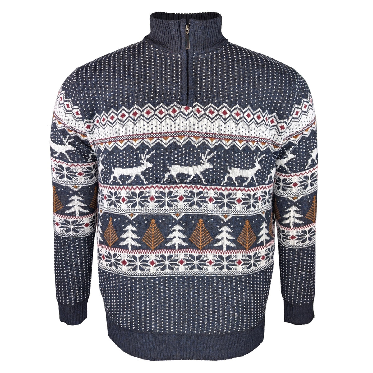 D555 1/4 Zip Xmas Jumper - Nicholas (801800) - Navy 1