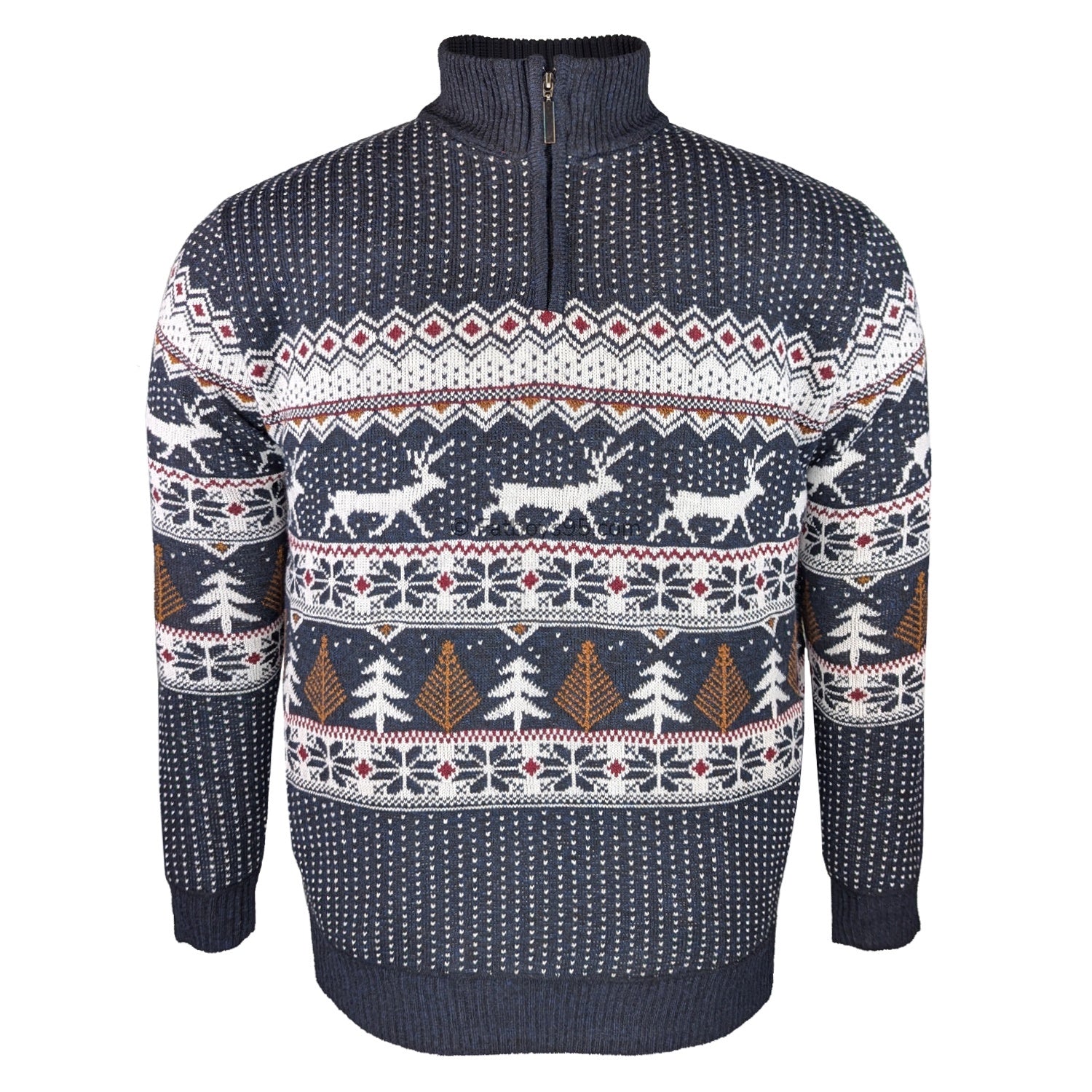 D555 1/4 Zip Xmas Jumper - Nicholas (801800) - Navy 1