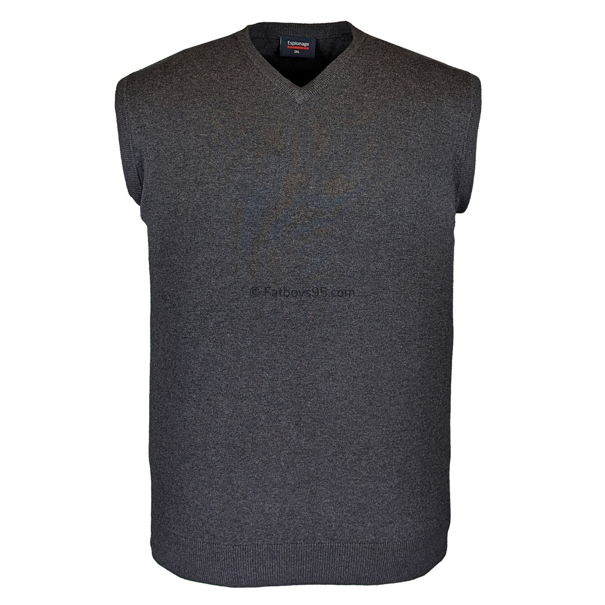 Espionage V Neck Sleeveless Pullover - KW032 - Charcoal Marl 1