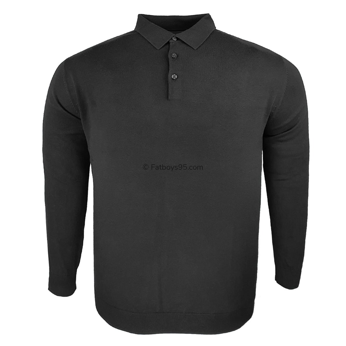 Espionage Long Sleeve Polo Jumper - KW058 - Black 1