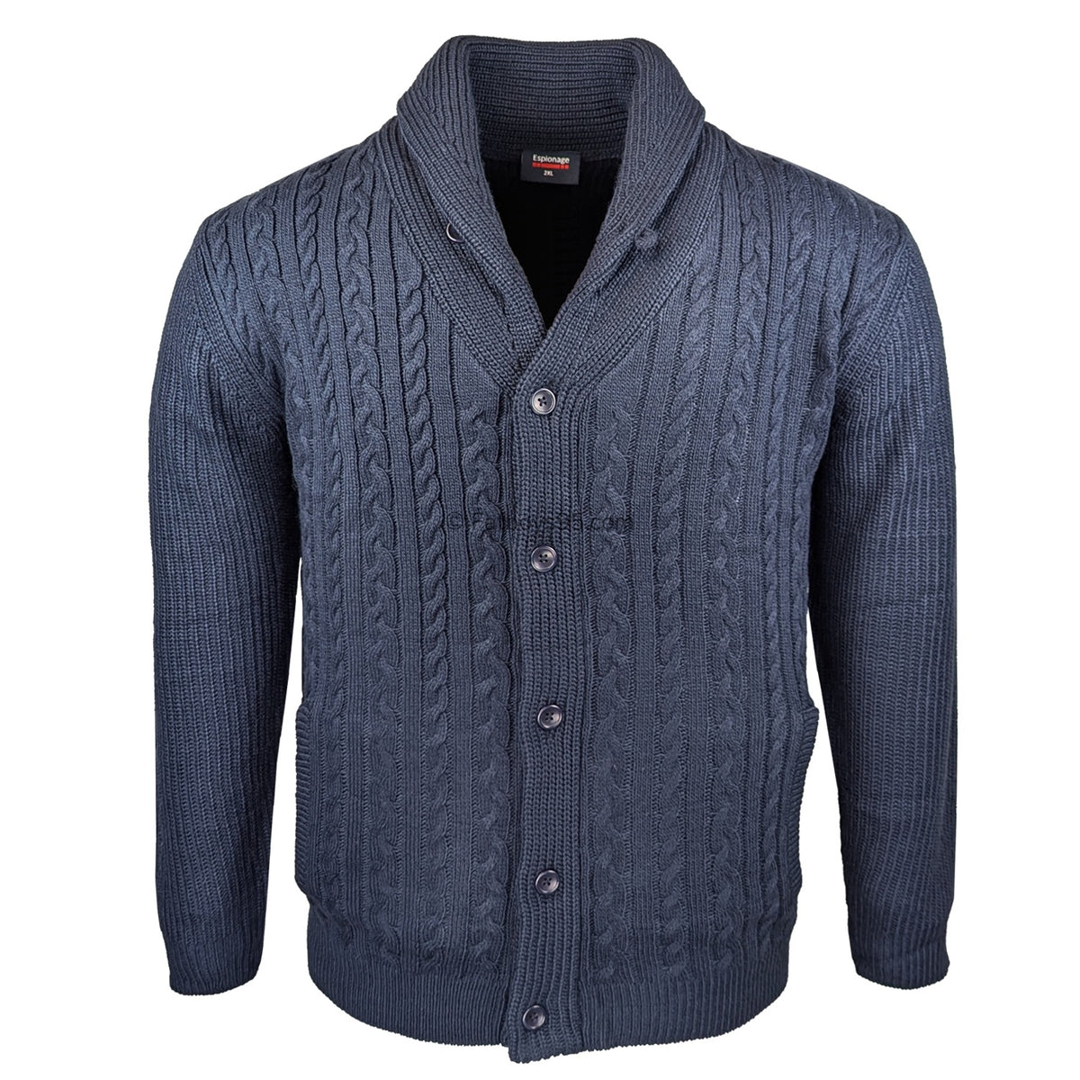 Espionage Cable Knit Cardigan - KW076 - Navy 1