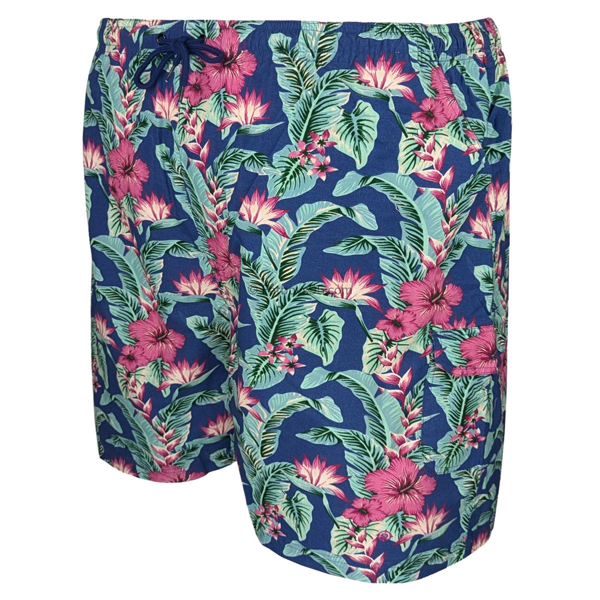 Espionage Hibiscus Print Shorts - LW143 - Blue / Green 2