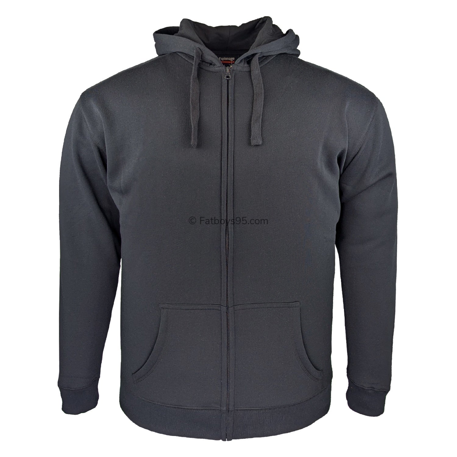 Espionage Plain Full Zip Hoody - LW162 - Black 1