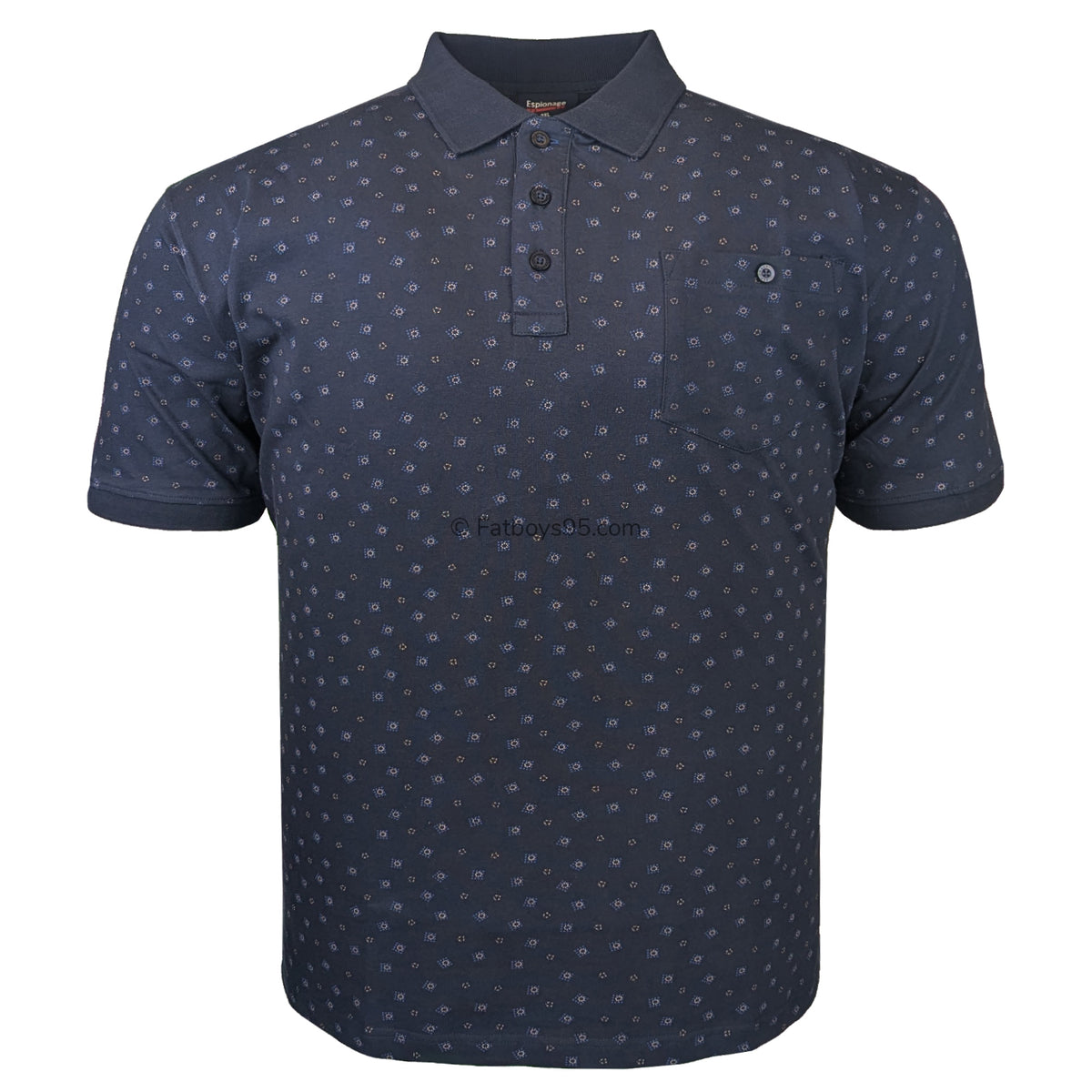 Espionage Geometric Print Polo - P164 - Navy 1