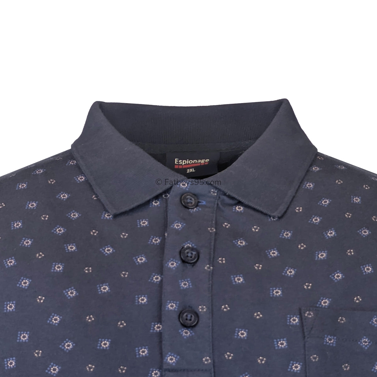 Espionage Geometric Print Polo - P164 - Navy 2