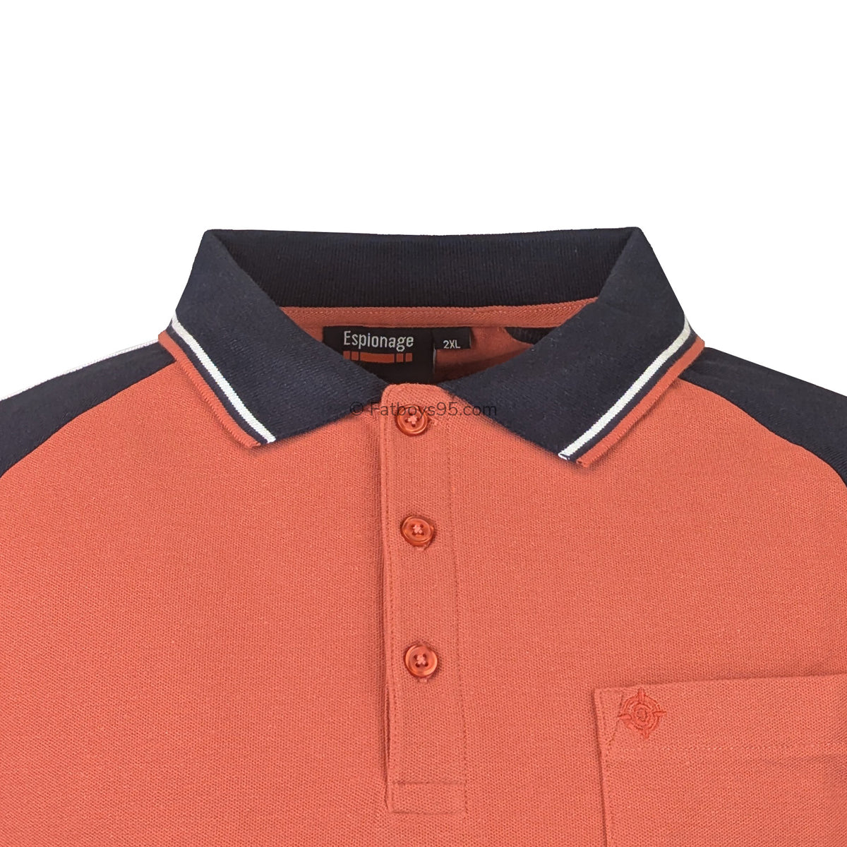 Espionage Cut & Sew Polo - P190 - Dark Coral / Navy 2