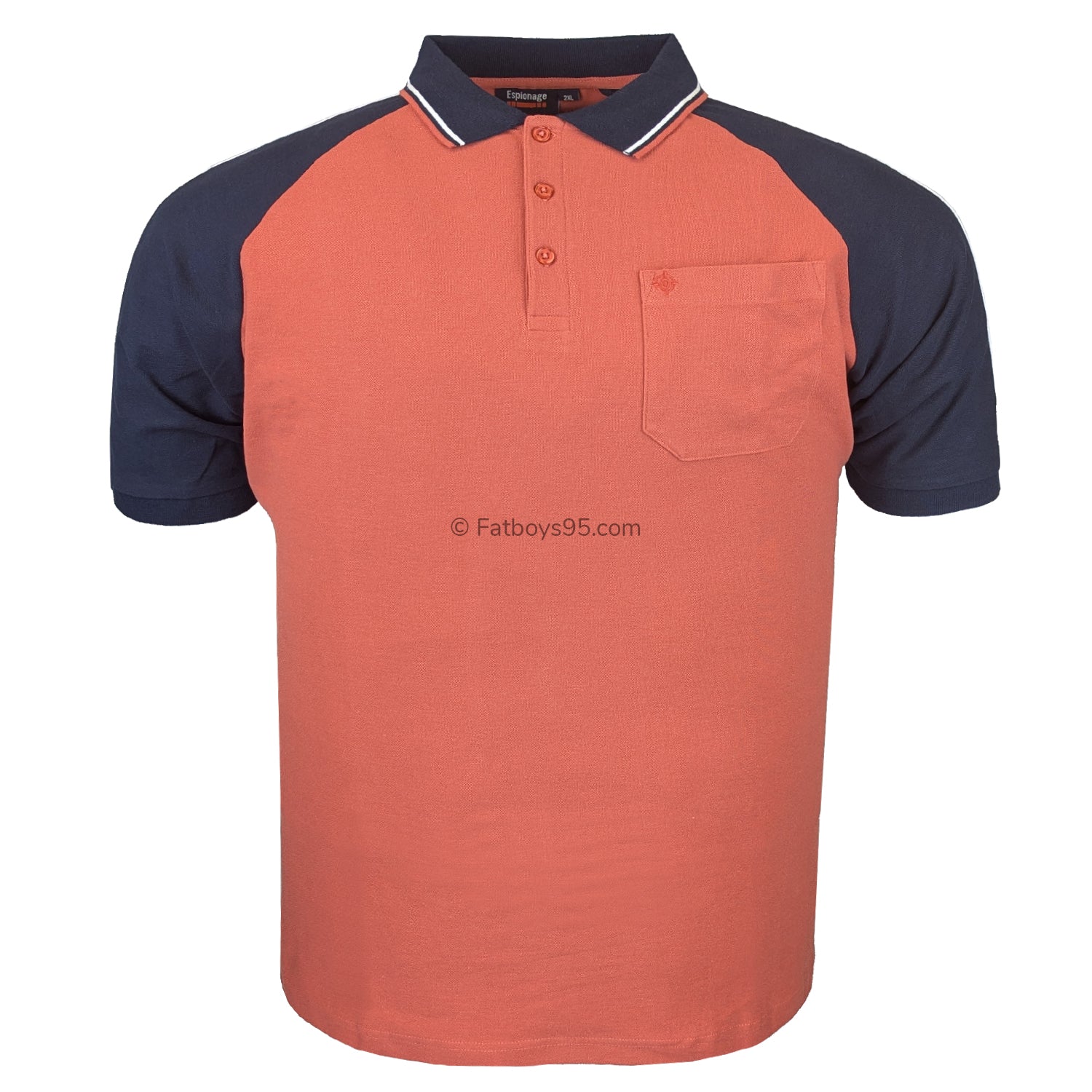 Espionage Cut & Sew Polo - P190 - Dark Coral / Navy 1