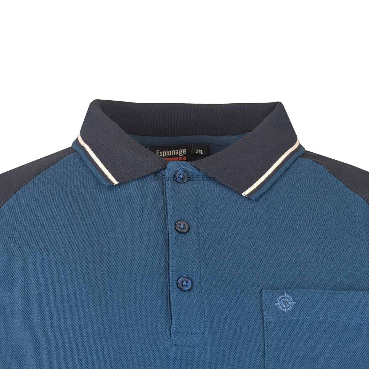 Espionage Cut & Sew Polo - P190 - Deep Teal / Navy 2