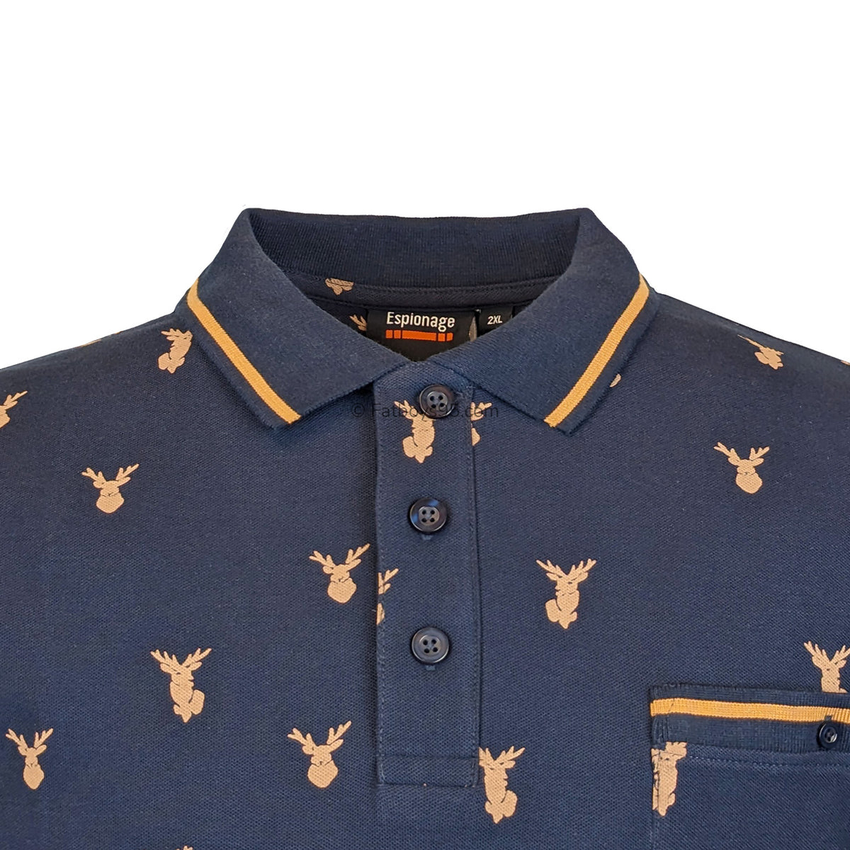 Espionage Stag Print Polo - P201 - Navy 2