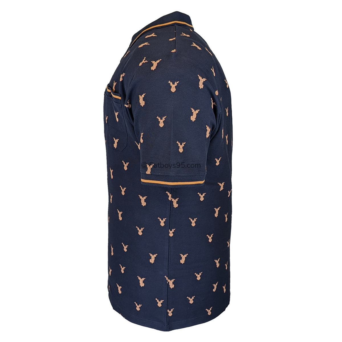 Espionage Stag Print Polo - P201 - Navy 4