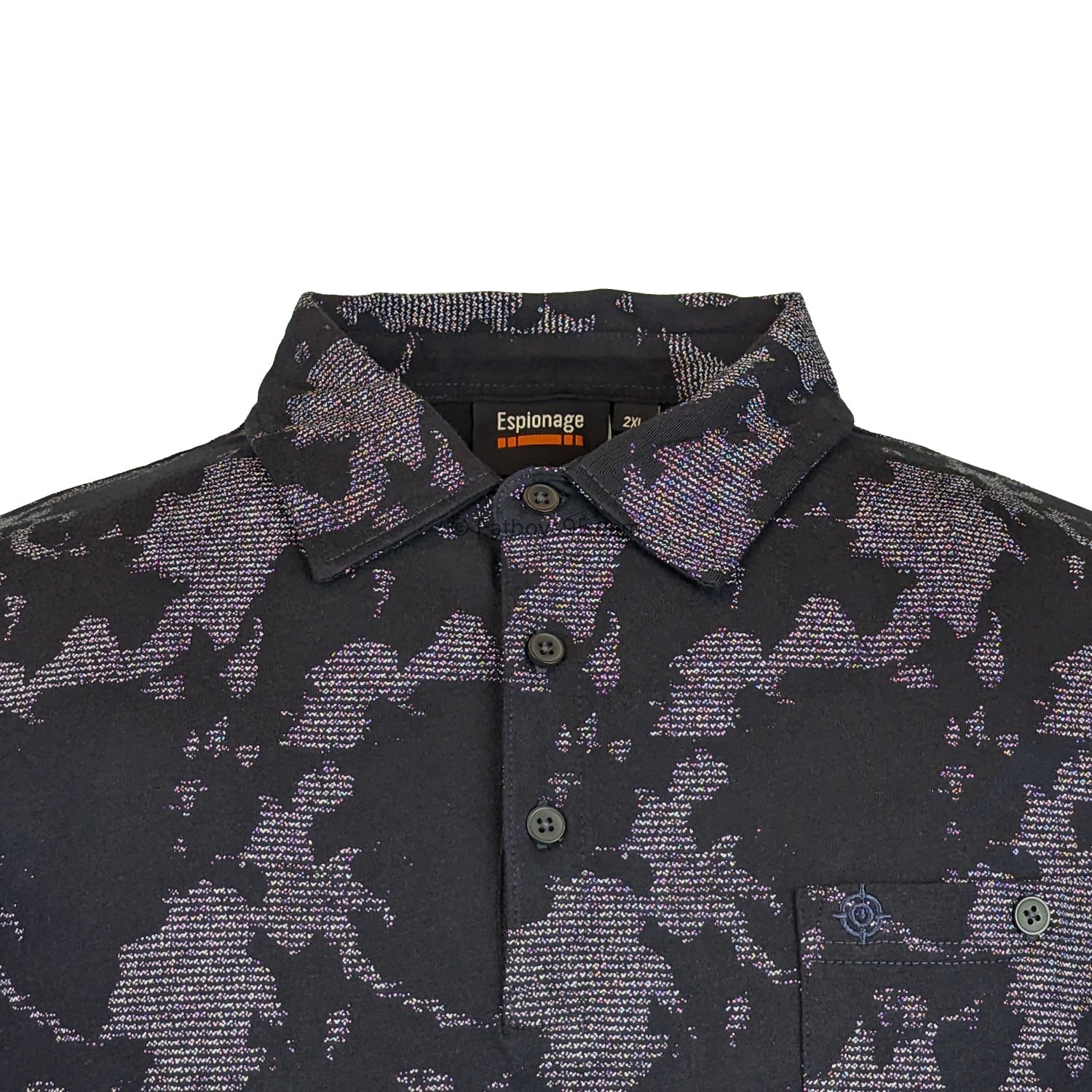 Espionage Camo Print Polo - P202 - Navy / Grey 2