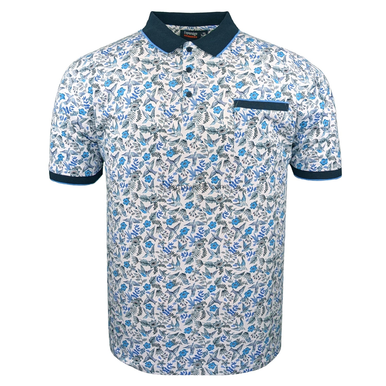 Espionage All Over Bird Print Polo - P224 - Navy 1