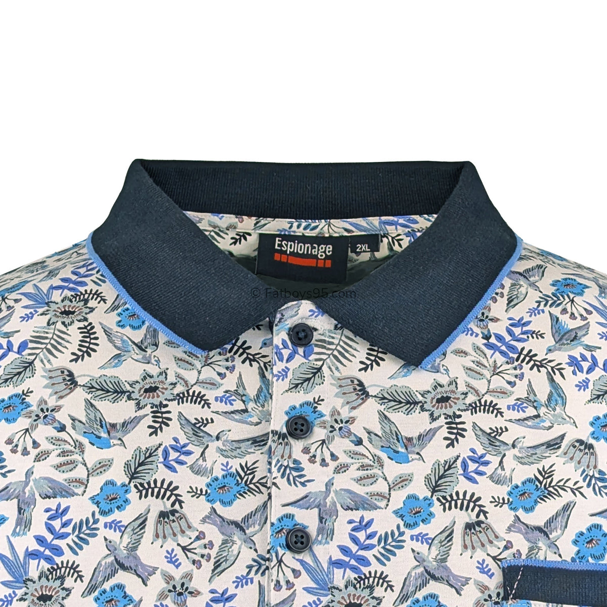 Espionage All Over Bird Print Polo - P224 - Navy 2