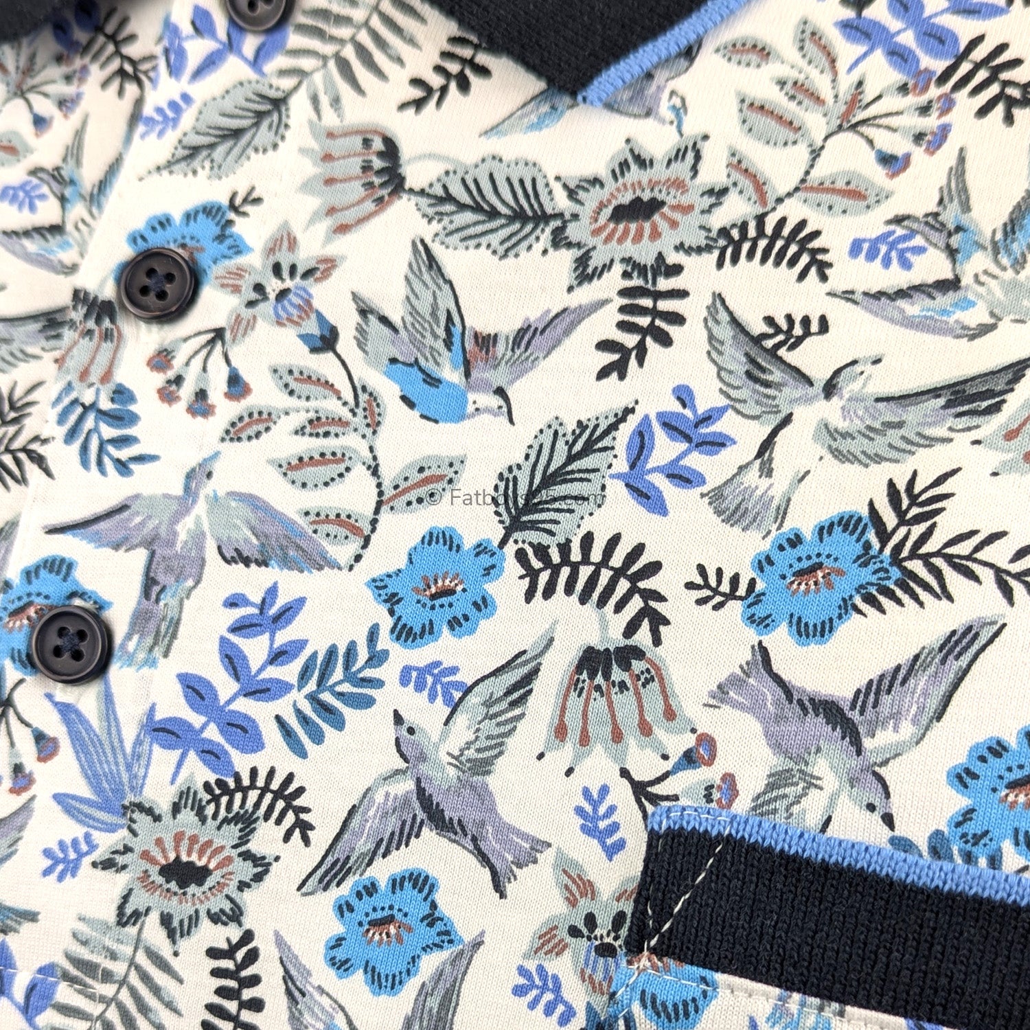 Espionage All Over Bird Print Polo - P224 - Navy 3