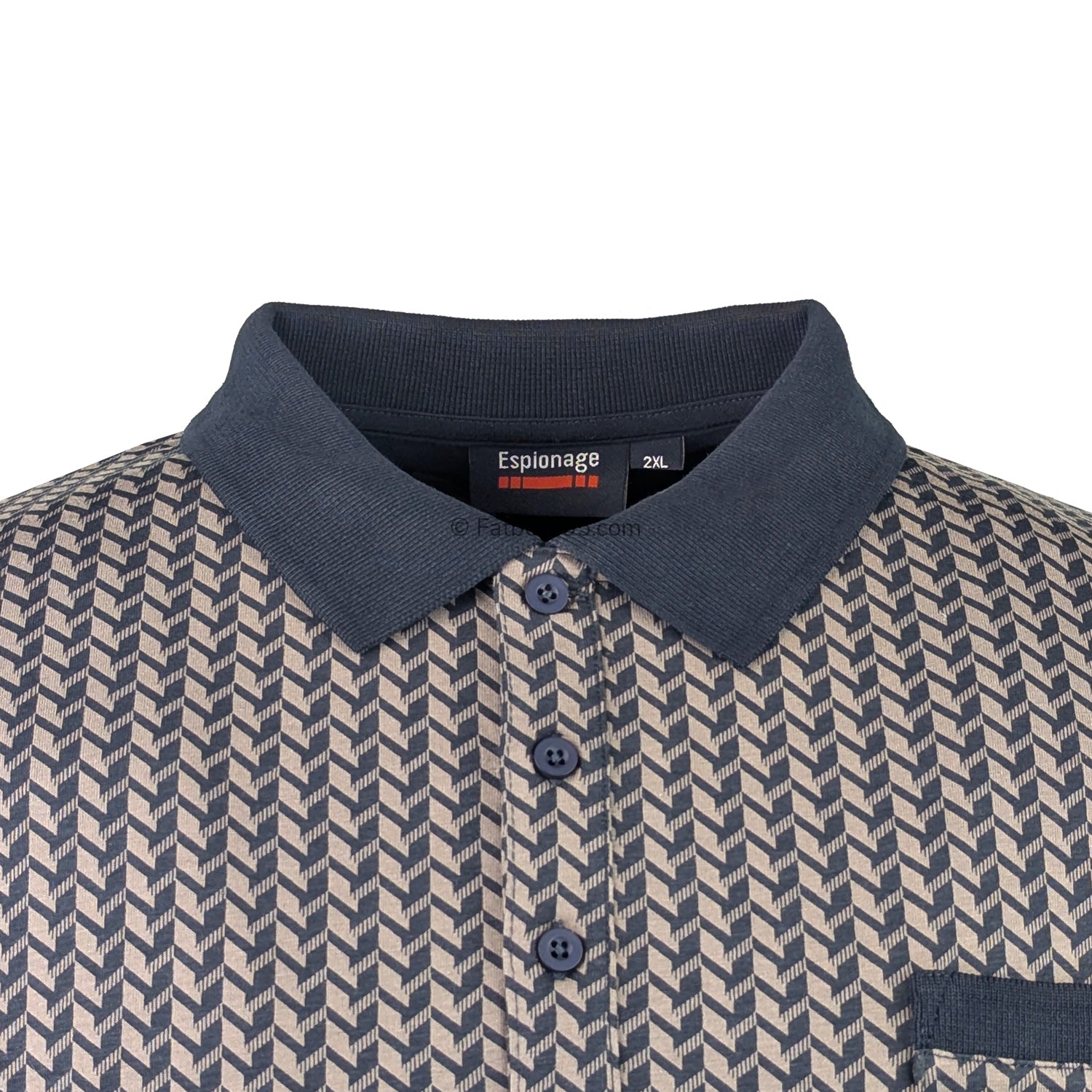 Espionage Geo Front Panel Jersey Polo - P230 - Navy 2