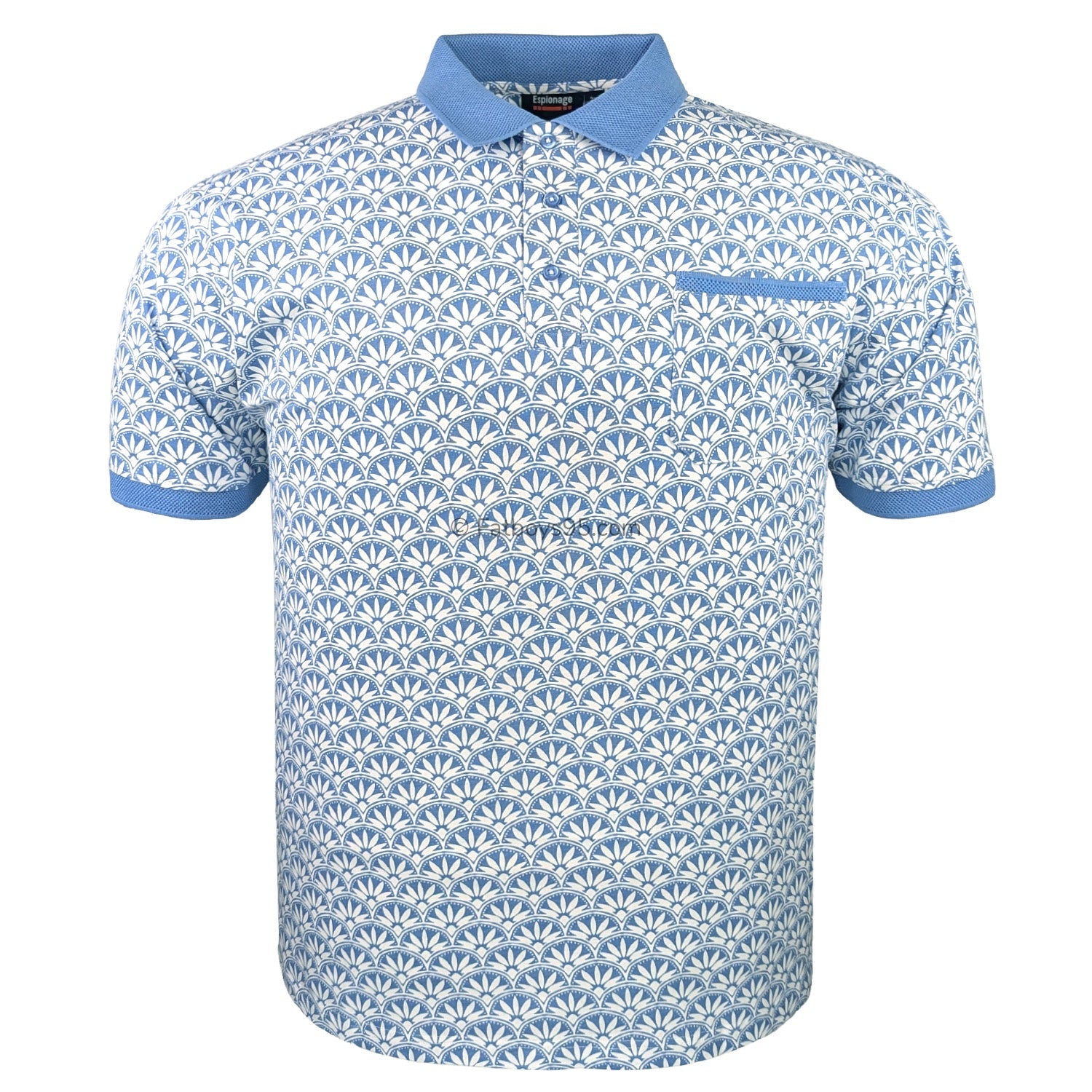 Espionage Geo Print Polo - P231 - Blue / White 1