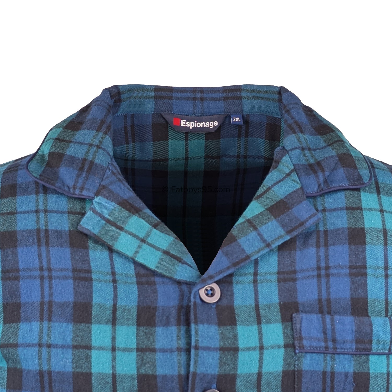 Espionage Brushed Check PJs (Shirt & Trousers) - PJ151 - Navy / Green 3