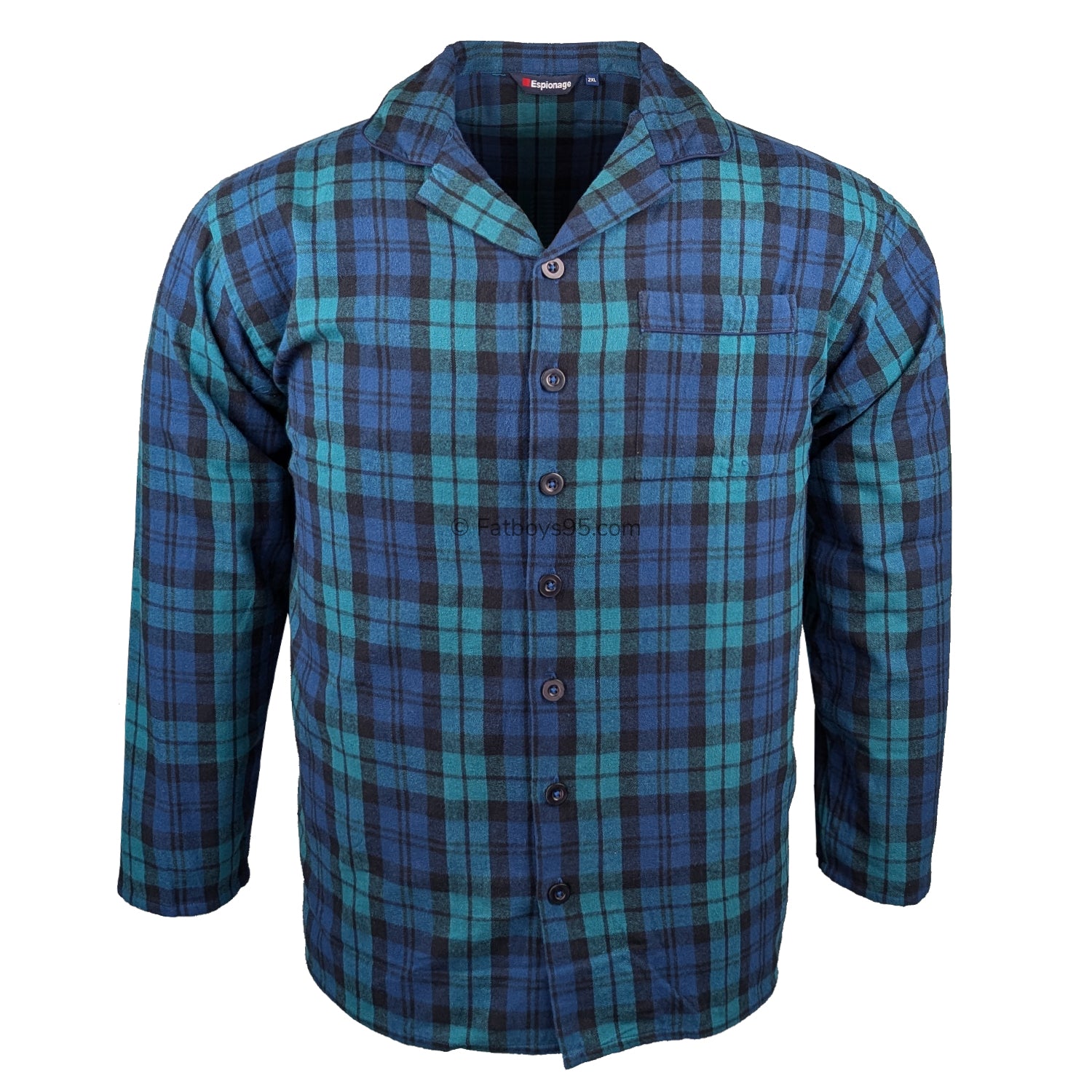 Espionage Brushed Check PJs (Shirt & Trousers) - PJ151 - Navy / Green 2