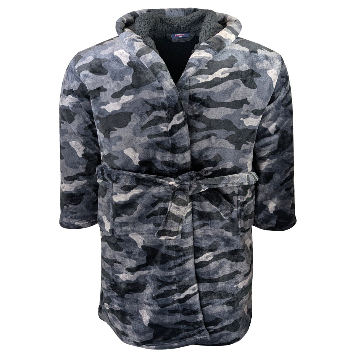 Espionage Camo Fleece Dressing Gown - PJ159 - Black / Grey 1